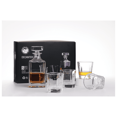 750ml Square Glass Decanter Set with Four DG301 Glasses and Gift Box