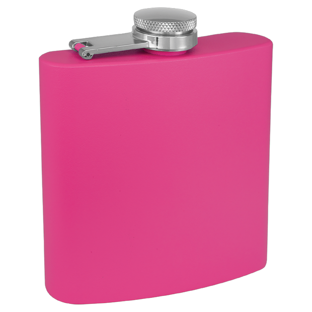 6 oz Powder Coated Stainless Steel Flask Engraved with your custom text or design
