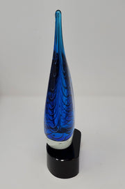 Blue Raindrop Stunning Art Glass Award - Includes Engraved Plate - Personalized - Trophy - Handmade Blown Glass