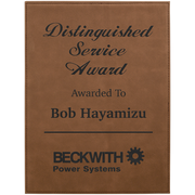 Dark Brown Leatherette Plaque, Engraves Black -  Award and Recognition