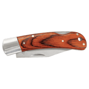 4" Wood Folding Knife with Leather Sheath