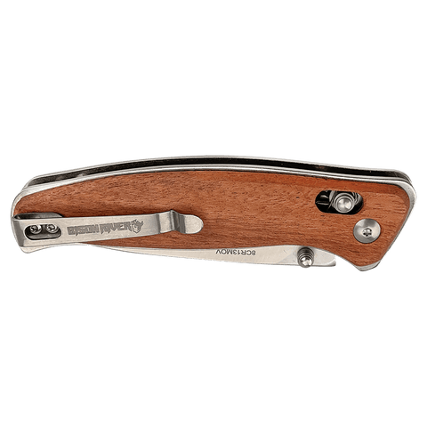 4 1/2" Wood Button Lock Folding Knife