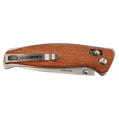 4 1/2" Wood Button Lock Folding Knife