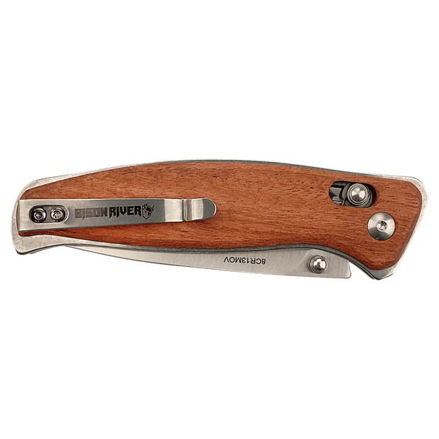 4 1/2" Wood Button Lock Folding Knife