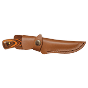 7 3/4" Fixed Blade Wood Knife with Leather Sheath