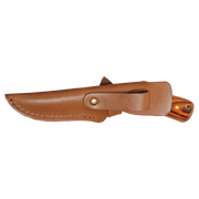 7 3/4" Fixed Blade Wood Knife with Leather Sheath