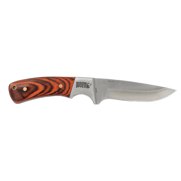 7 3/4" Fixed Blade Wood Knife with Leather Sheath