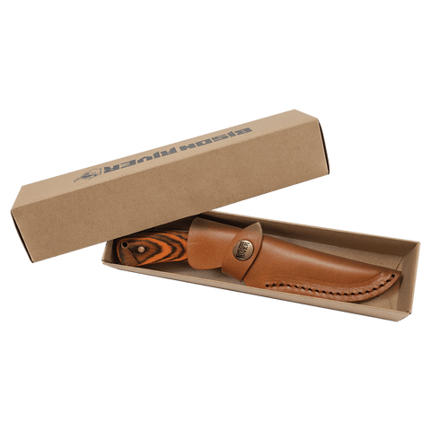 7 3/4" Fixed Blade Wood Knife with Leather Sheath