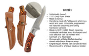 7 3/4" Fixed Blade Wood Knife with Leather Sheath