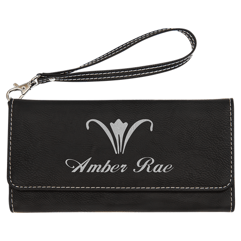 7 1/2" x 4" Leatherette Wallet with Strap