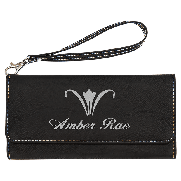 7 1/2" x 4" Leatherette Wallet with Strap