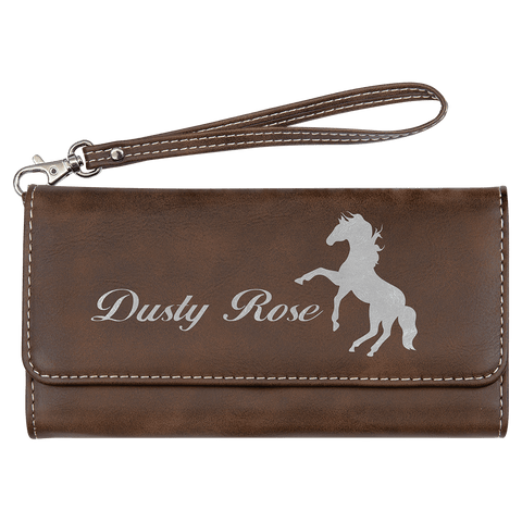 7 1/2" x 4" Leatherette Wallet with Strap