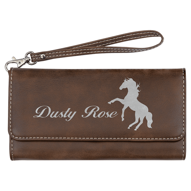 7 1/2" x 4" Leatherette Wallet with Strap