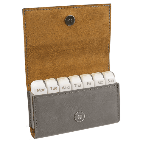 Happy Pills Engraved Leatherette Pill Box 4 3/4" x 3 1/8"