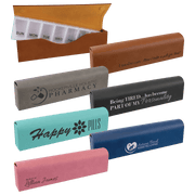 9 3/4" x 2 1/2"  Engraved Leatherette Pill Box