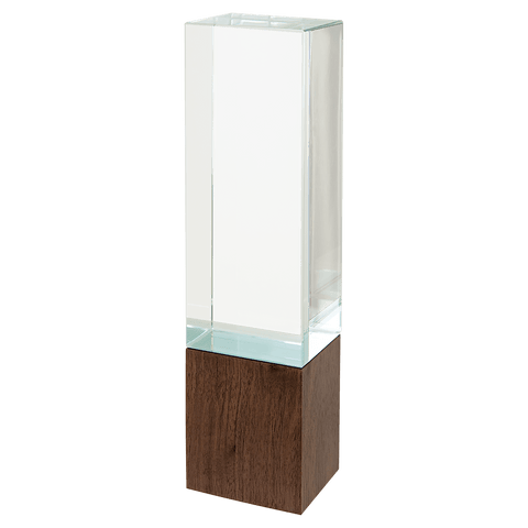 Rectangle Sierra Glass with Walnut Base