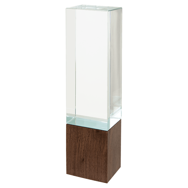 Rectangle Sierra Glass with Walnut Base