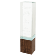 Rectangle Sierra Glass with Walnut Base