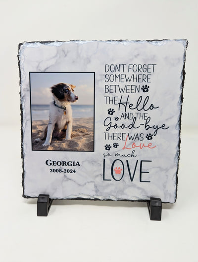 Pet Memorial Stone Slate | Personalized Gifts for Pet Loss | Sympathy Gift for Dog 7.5" x 7.5" | UV resistance, Waterproof