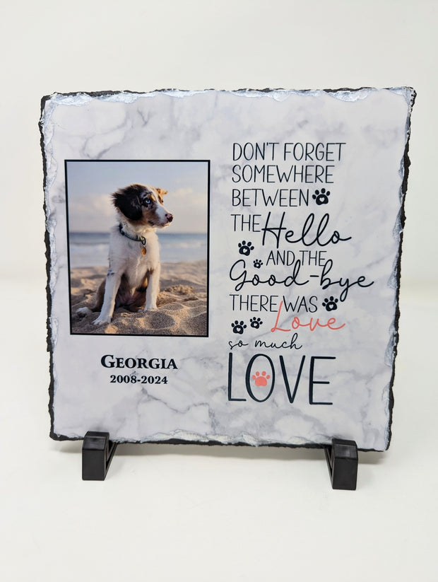 Pet Memorial Stone Slate | Personalized Gifts for Pet Loss | Sympathy Gift for Dog 7.5" x 7.5" | UV resistance, Waterproof
