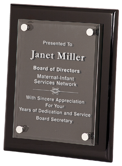 Black Piano Finish Plaque with Floating Clear Acrylic