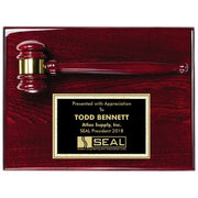 ROSEWOOD PIANO FINISH PLAQUE W/ GAVEL