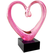 9" PINK GLASS HEART AWARD WITH BLACK BASE