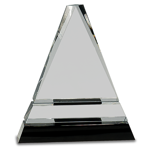 Clear Crystal Triangle on Black Crystal Pedestal Base