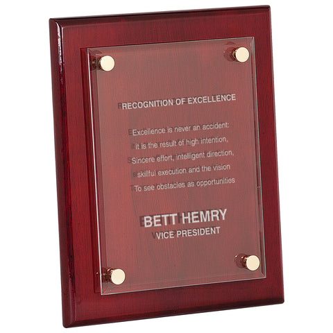 Rosewood Plaque with Floating Clear Acrylic