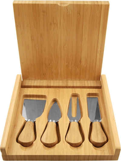 8" x 8" Bamboo Cheese Set with 4 Tools