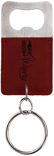 Rectangle Engraved Leatherette Bottle Opener Keychain
