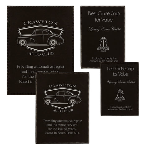 Black Leatherette Plaque, Engraves Silver -  Award and Recognition