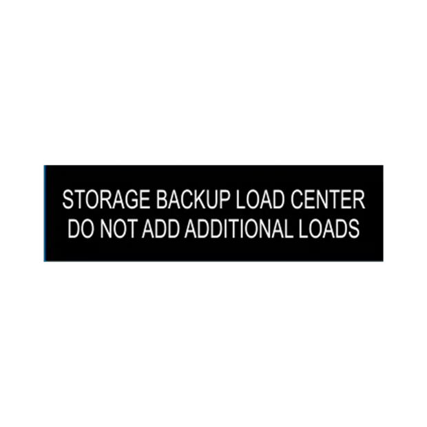 1x3.5 Storage Backup Load Center Do Not Add Additional Loads, Black engraves white