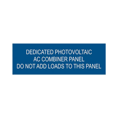 1x3, Dedicated Photovoltaic AC Combiner Panel , Blue background, white letters