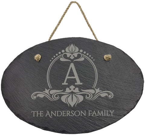 Personalized Oval Slate Decor with Hanger String - Two Sizes Available