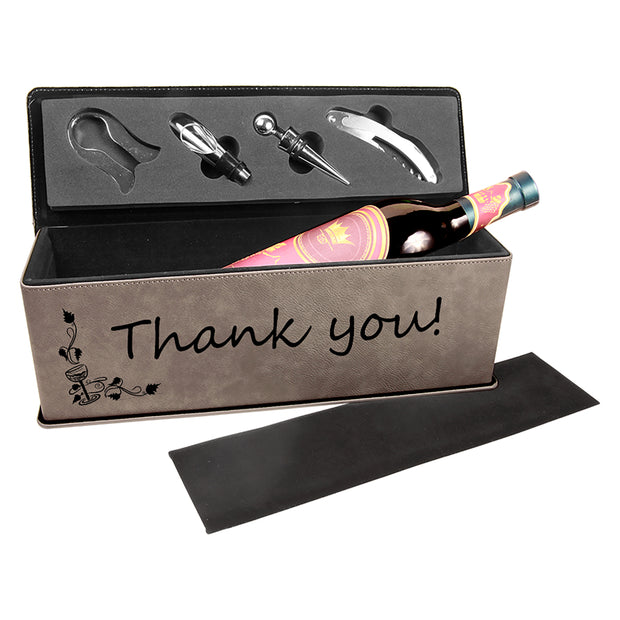 Leatherette Personalized Single Wine Box with Tools