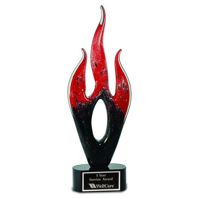 Red and Black Flame Art Glass 16"