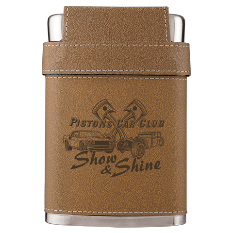 Leather Wrapped 7 oz. Stainless Steel Flask Kit