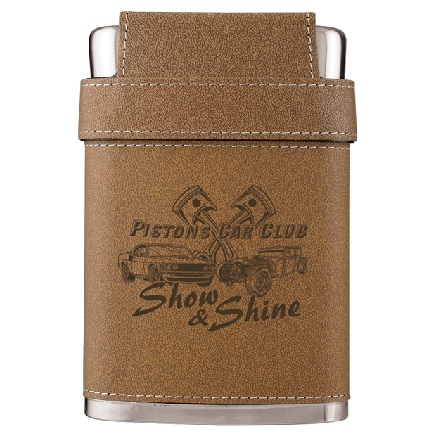 Leather Wrapped 7 oz. Stainless Steel Flask Kit
