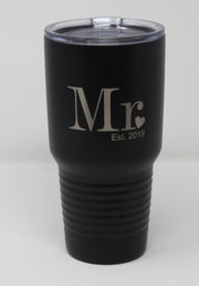 Set of two Polar Camel Mr and Mrs insulated tumbler with clear lid