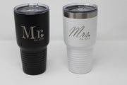 Set of two Polar Camel Mr and Mrs insulated tumbler with clear lid