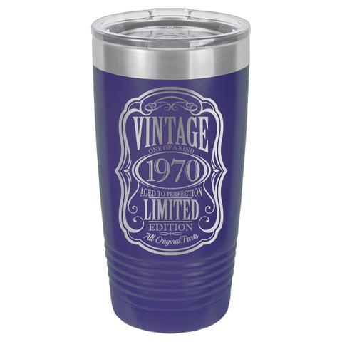 Engraved Birthday Tumbler -  20 oz Polar Camel with Lid - Vintage Personalized