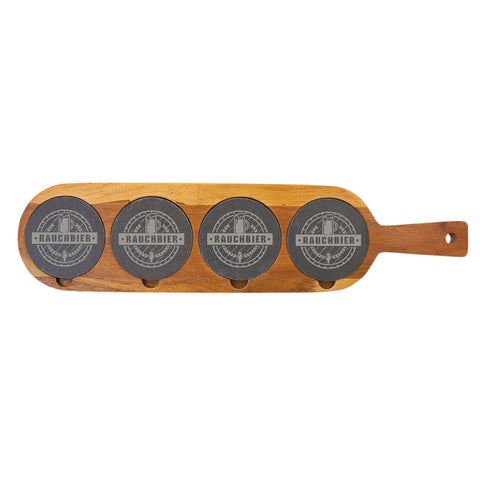 Beer Flight Board - Acacia Wood - Slate Serving Board
