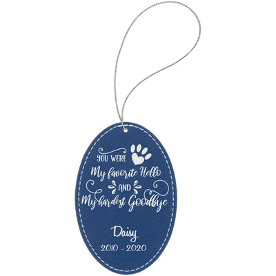 In Memory of Pet Christmas Ornament - Laser Engraved Faux Leather - Four  Shaped Ornament with Gold String - 7 Colors