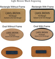 Laser Engraved Leatherette Name badge with Magnetic backing - Personalized Wearable - Your Logo - Identification - NINE COLOR OPTIONS