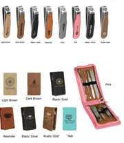 Custom Personalized Clippers or 7-Piece Manicure Gift Set - Leatherette Travel Nail Tool Set Grooming Kit Men and Women - Wedding