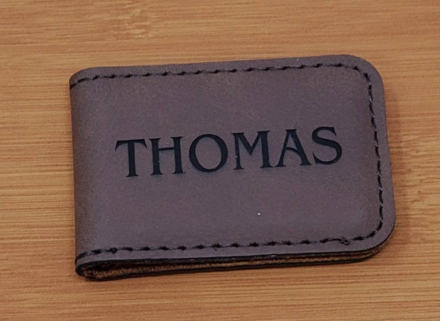 Engraved Leatherette Money Clip - Magnetic - Engraved - Your Name or Logo - Office Event - Gifts for Him - Custom