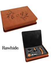4-Piece Leatherette Wine Tool Set in Personalized Case - Wine Lover Gift - Wedding  - 5 Colors to choose from