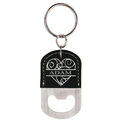 Personalized Bottle Opener Keychain, Monogram Designed, Engraved - multiple color choice, Valentines, Couples Gift , Wedding Favor