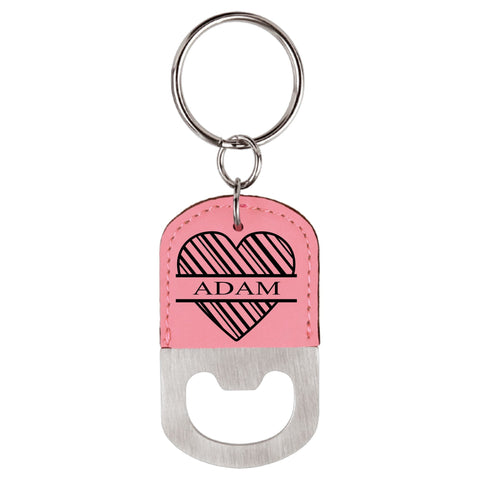 Personalized Bottle Opener Keychain, Monogram Designed, Engraved - multiple color choice, Valentines, Couples Gift , Wedding Favor